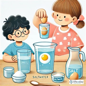 การทดลอง การลอยตัวของไข่ในน้ำเกลือ